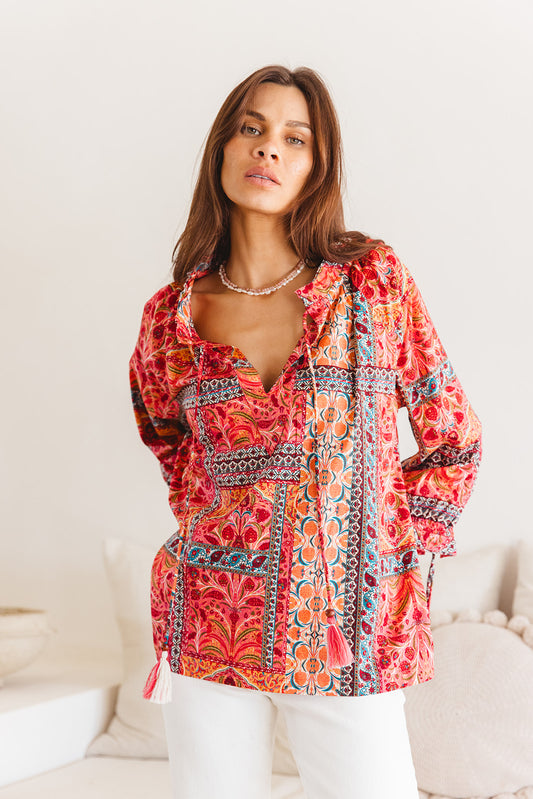 I Am Pylgrym Santorini Top in Temple Print