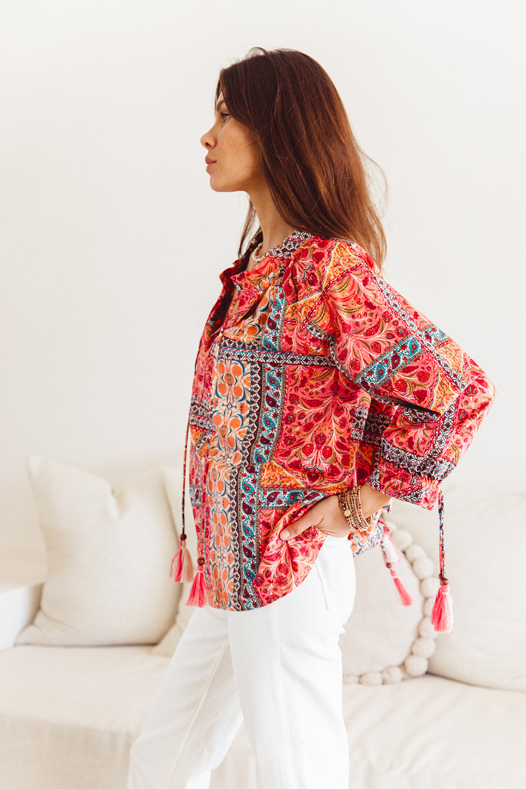 I Am Pylgrym Santorini Top in Temple Print