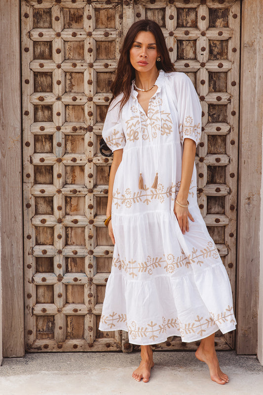 I Am Pylgrym Julia Dress - White with Imperial Aari Embroidery