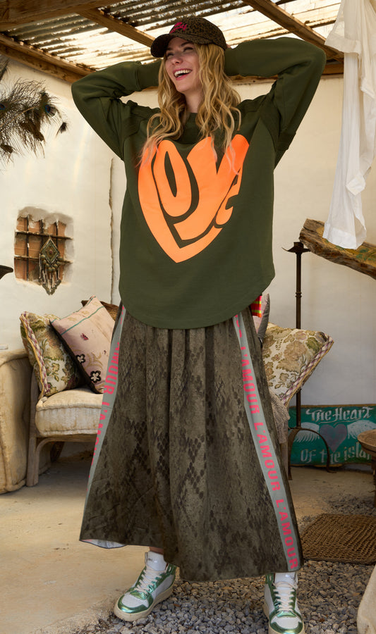 Miss Goodlife Skirt LÃ¡mour Snake Print Green