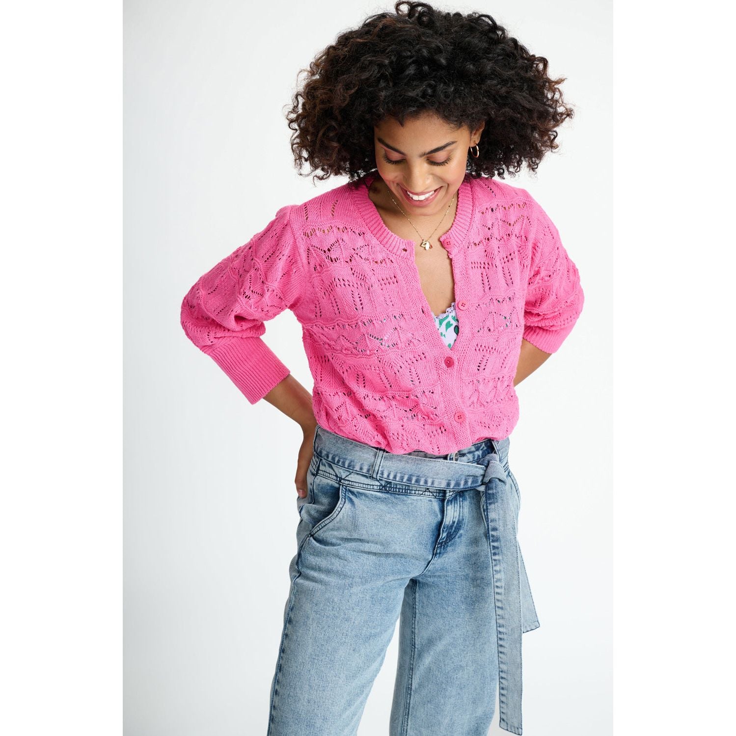 POM Ajour Marshmallow Pink Cardigan