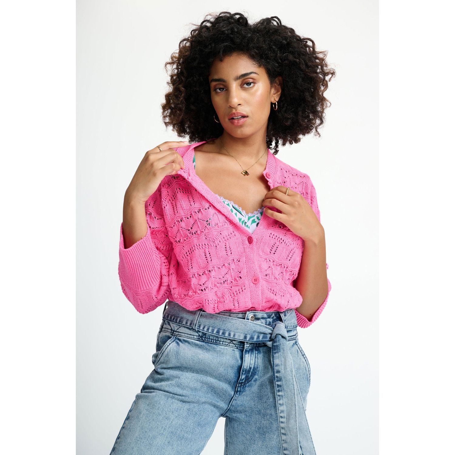 POM Ajour Marshmallow Pink Cardigan