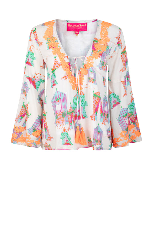 Place Du Soleil Wide Sleeves Top Tents Multi