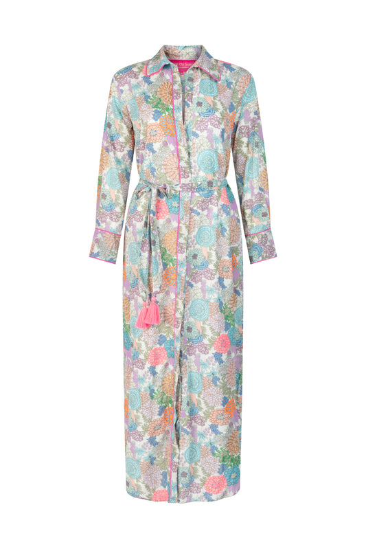 Place Du Soleil Green Rosa Blue Buttondress Multi