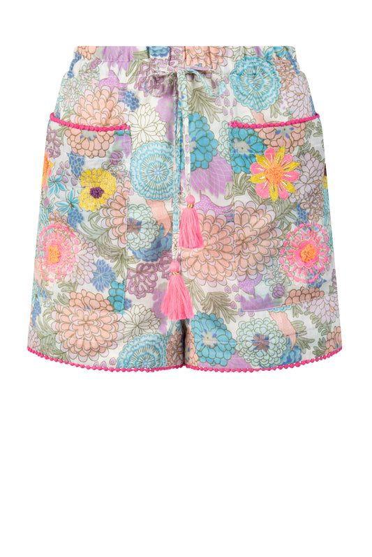 Place Du Soleil Green Rosa Blue Shorts Multi