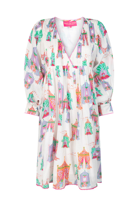 Place Du Soleil Tea Tents Short Dress White Multi