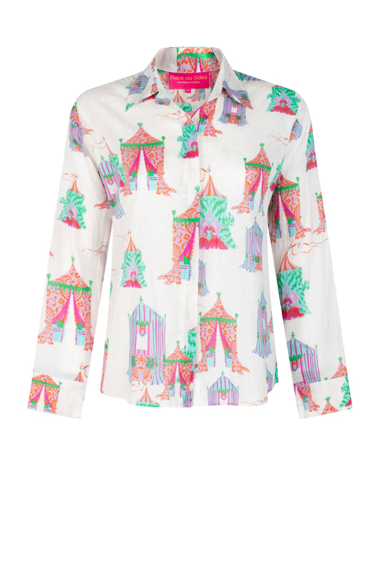 Place Du Soleil Tea Tents Blouse White Multi