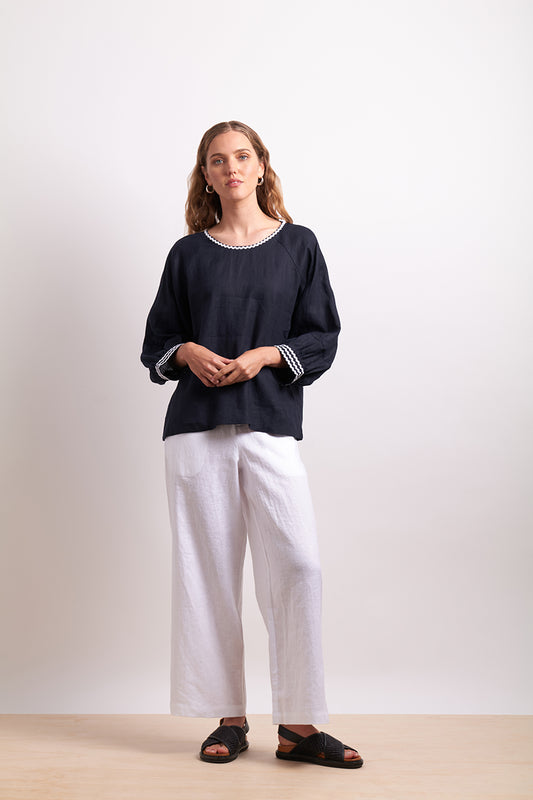 Neris Indigo In Contrast Shirt