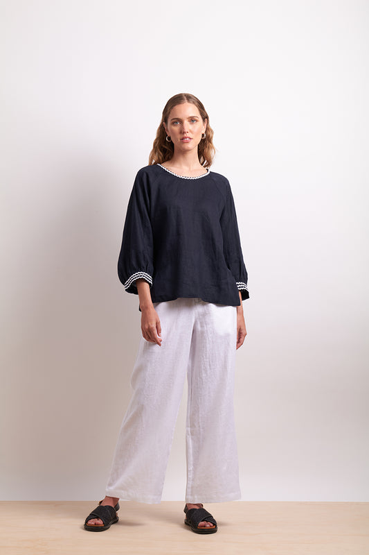 Neris Indigo In Contrast Shirt