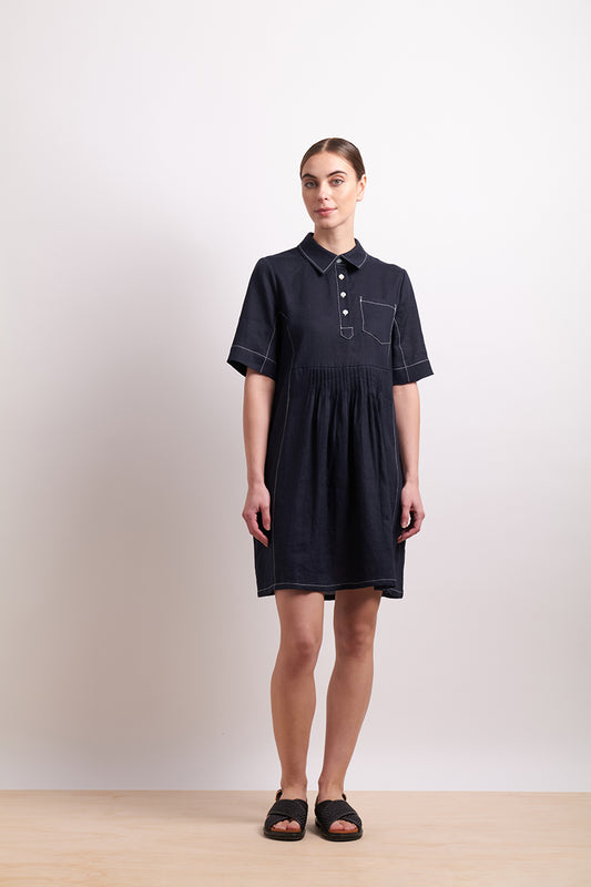 Neris Indigo In Contrast Dress