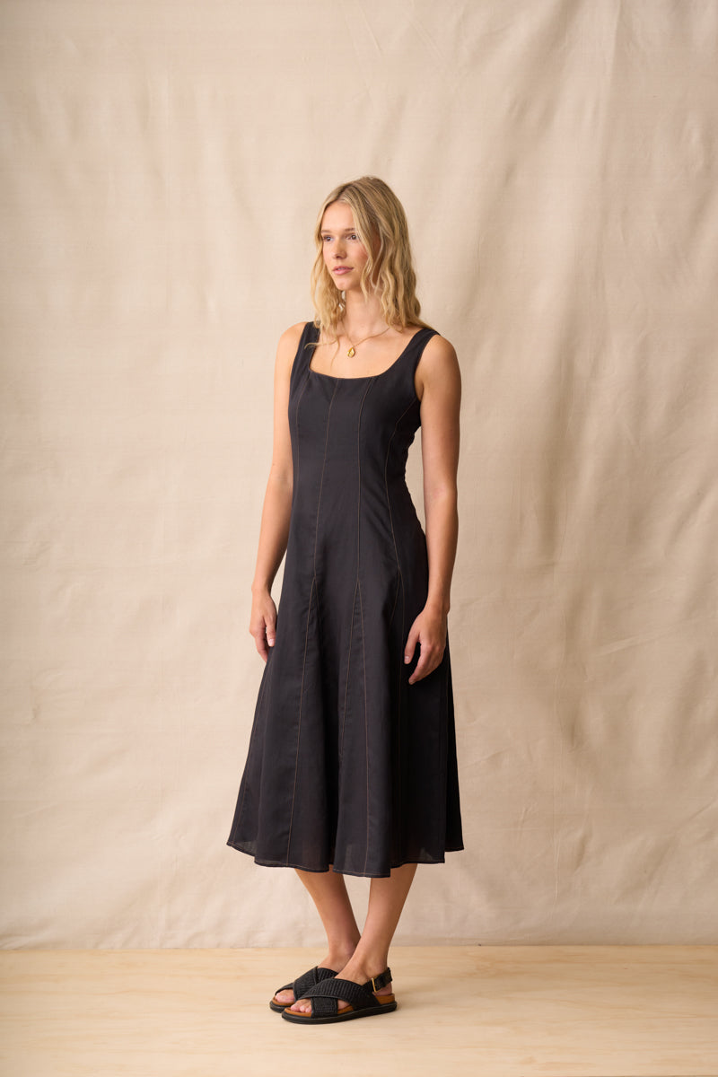 Neris Margaux Dress Sesame & Ombre Blue