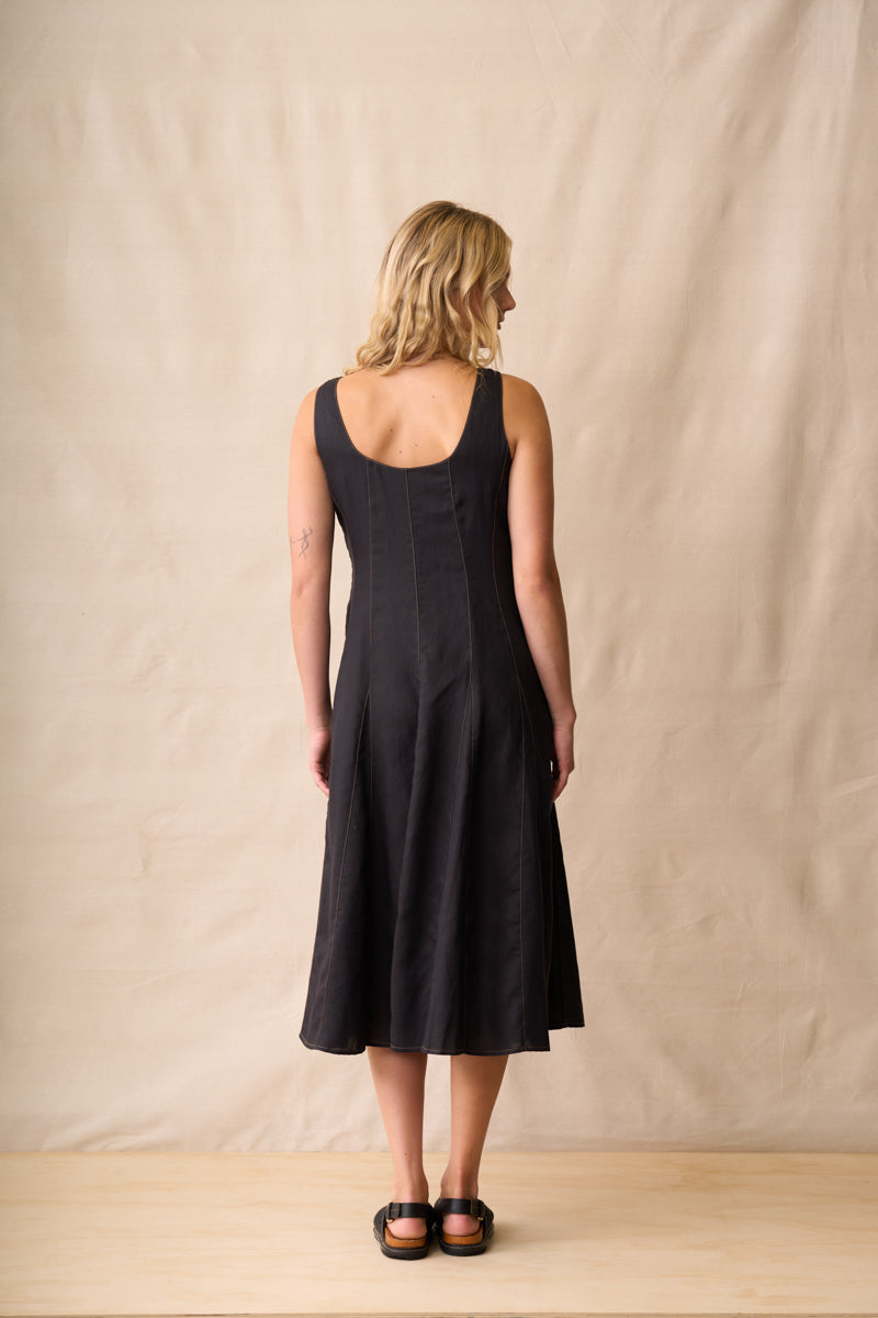 Neris Margaux Dress Sesame & Ombre Blue
