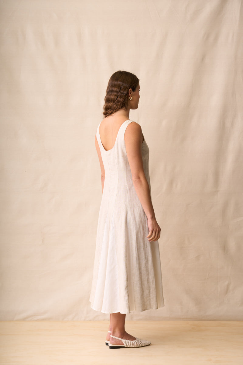 Neris Margaux Dress Sesame & Ombre Blue