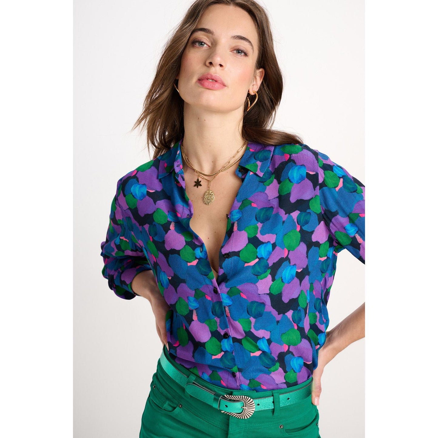 POM Blouse Mila Brushwork Lilac