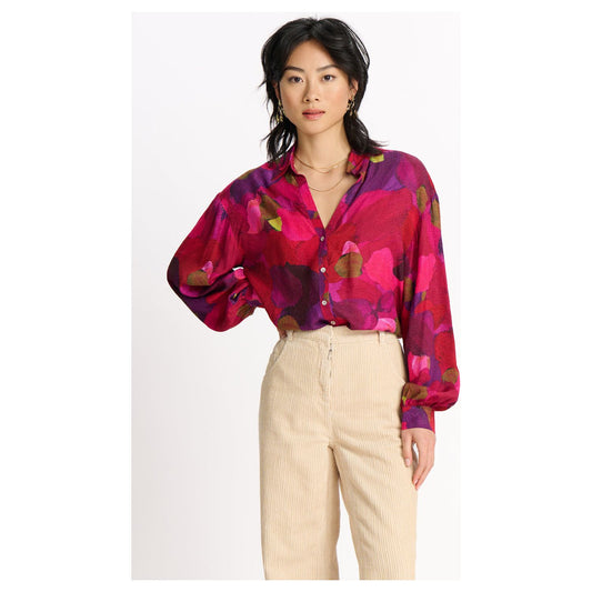 POM Blouse Brushwork Firey Pink