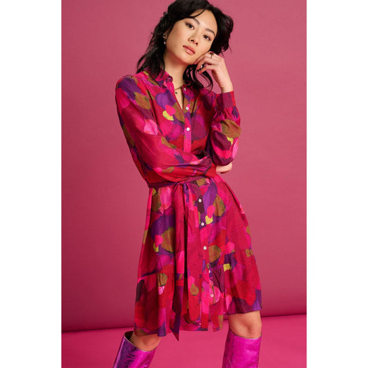 POM Dress Brushwork Firey Pink