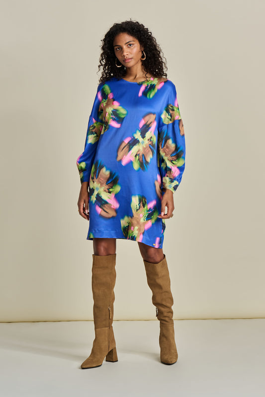POM Butterfly Blue Satin Dress
