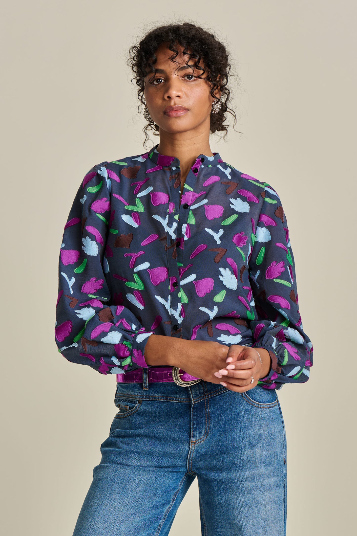 POM Featherfest Blue Blouse