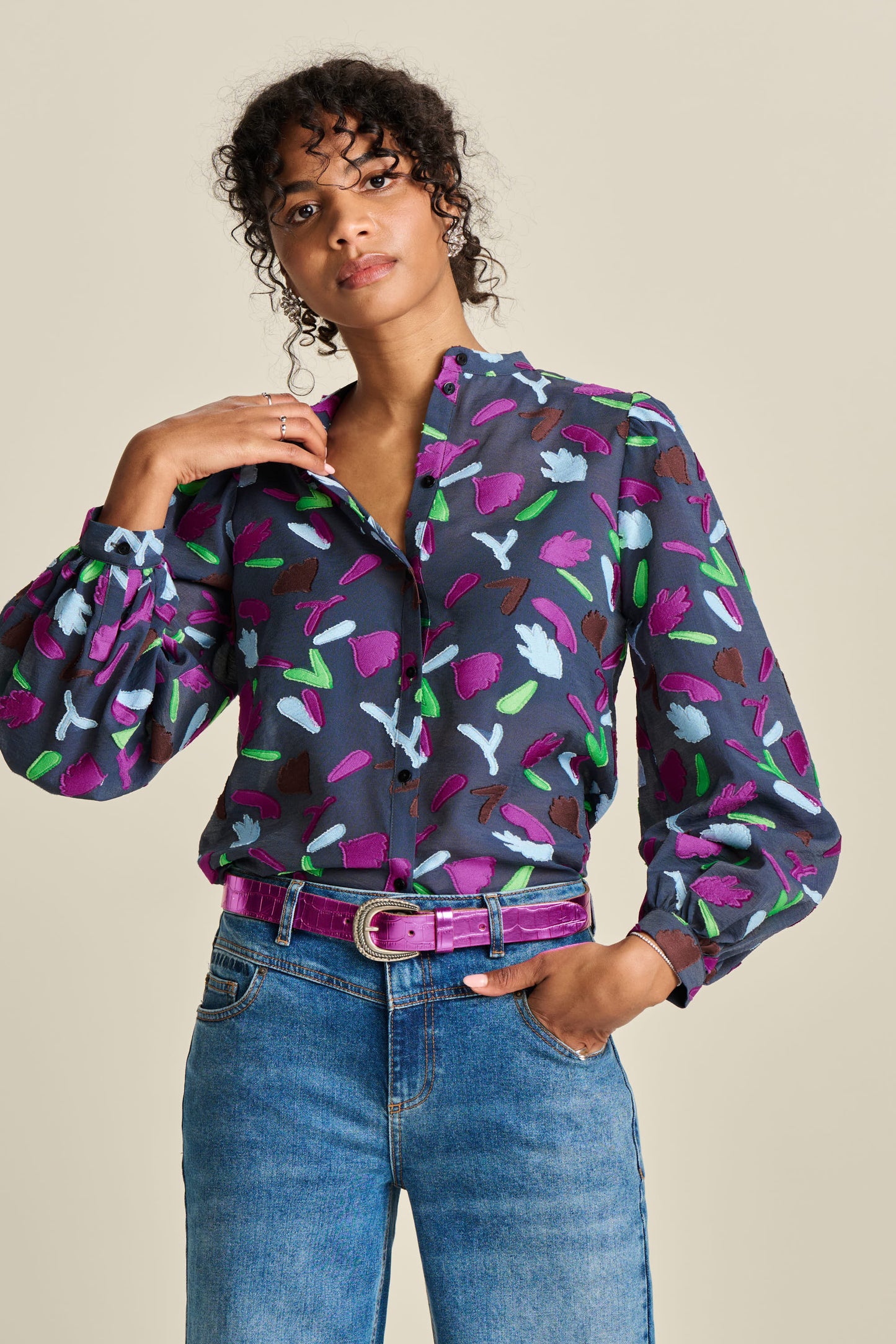 POM Featherfest Blue Blouse