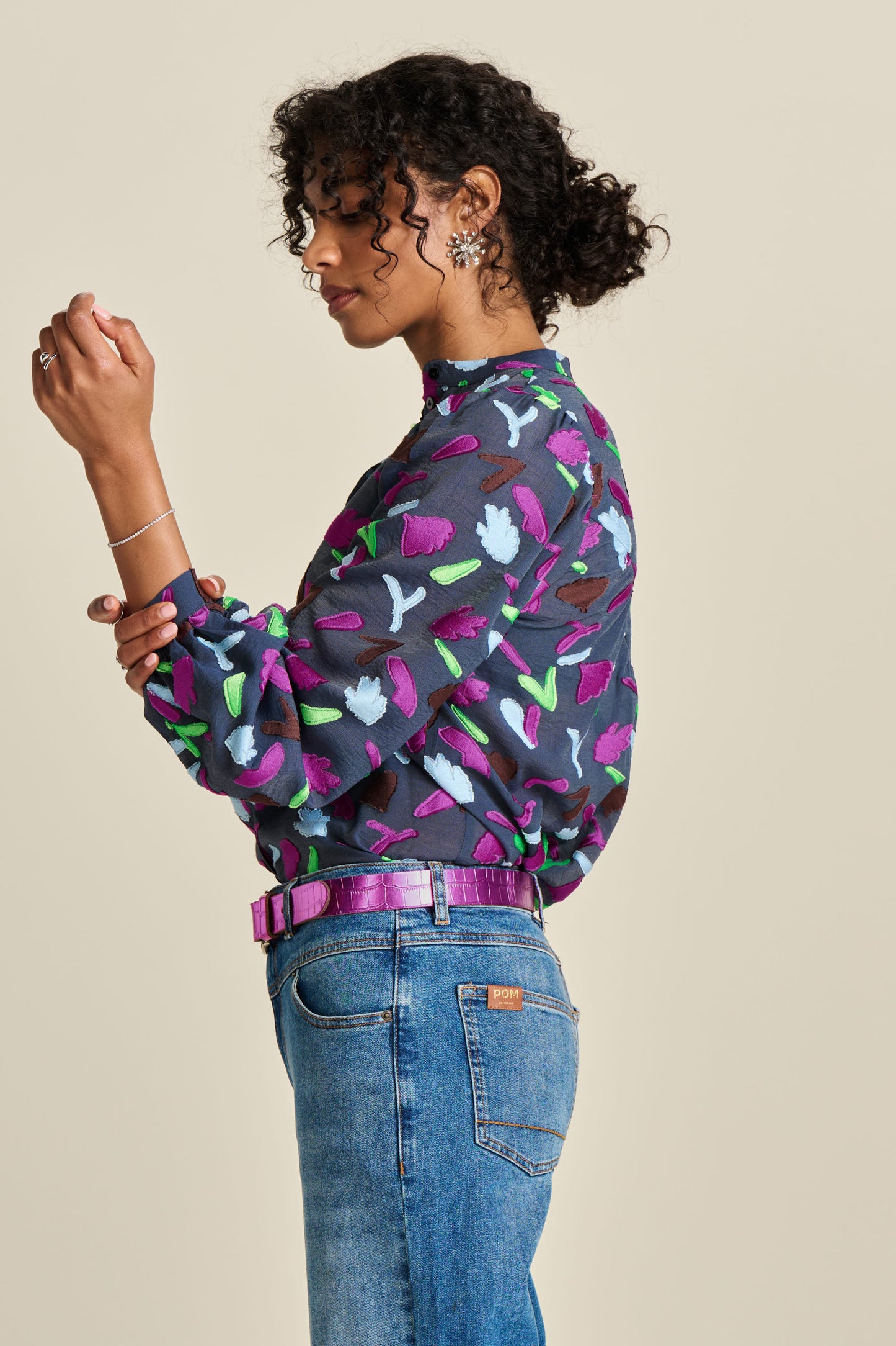POM Featherfest Blue Blouse