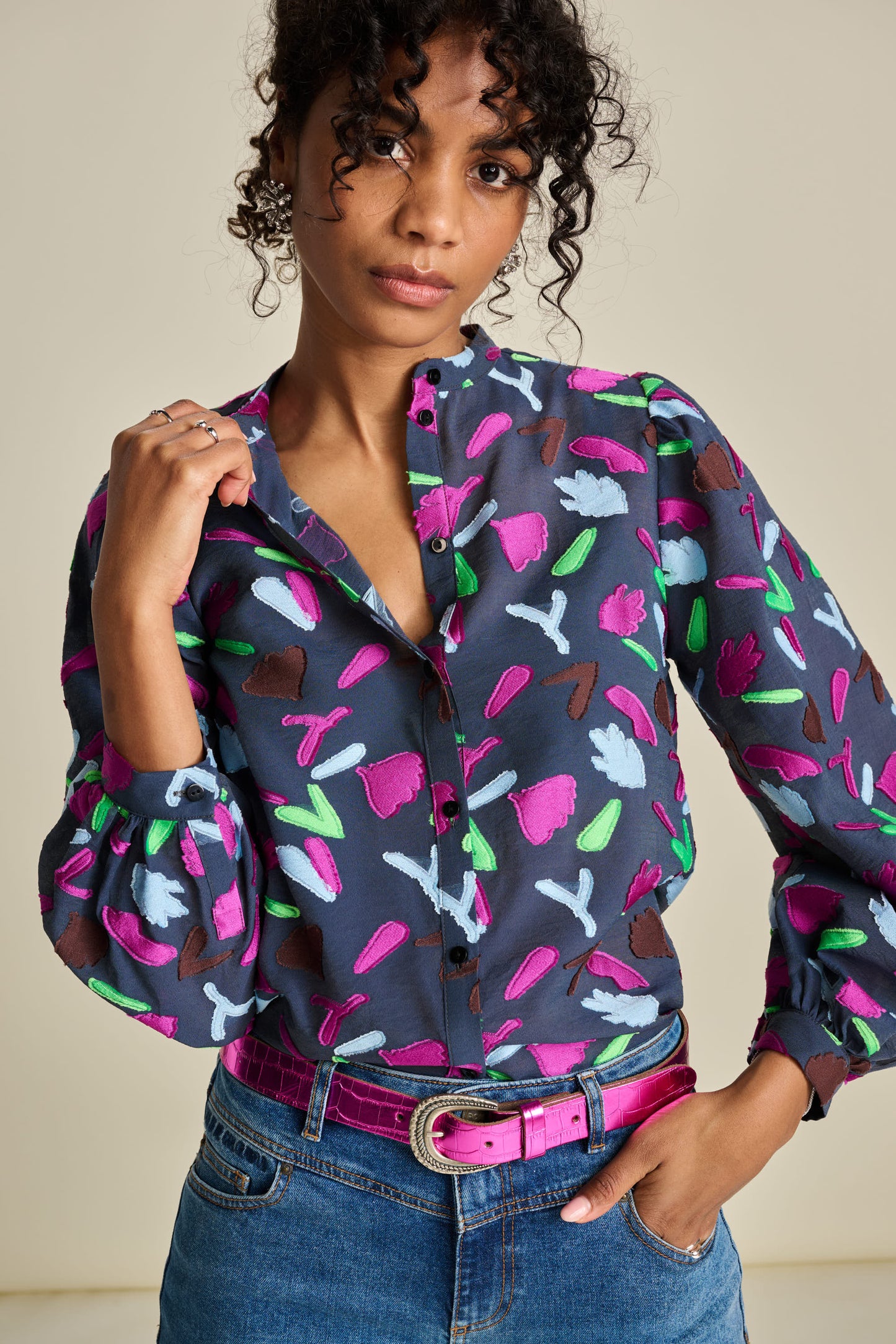 POM Featherfest Blue Blouse