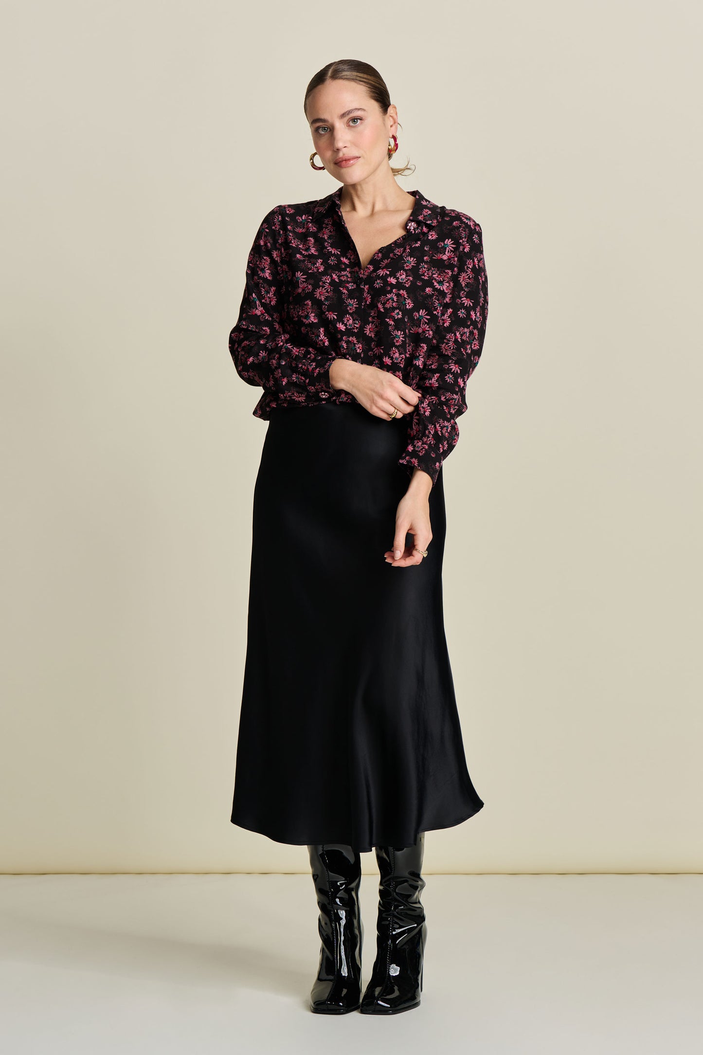 POM Black Satin Skirt