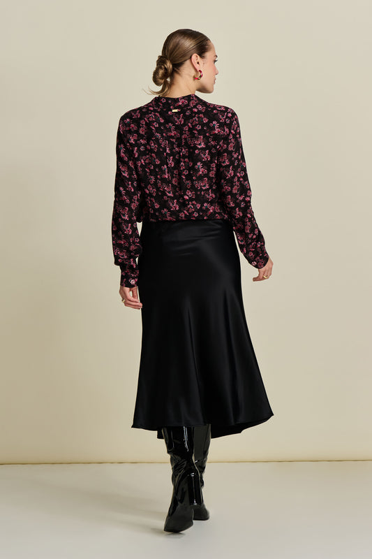 POM Black Satin Skirt