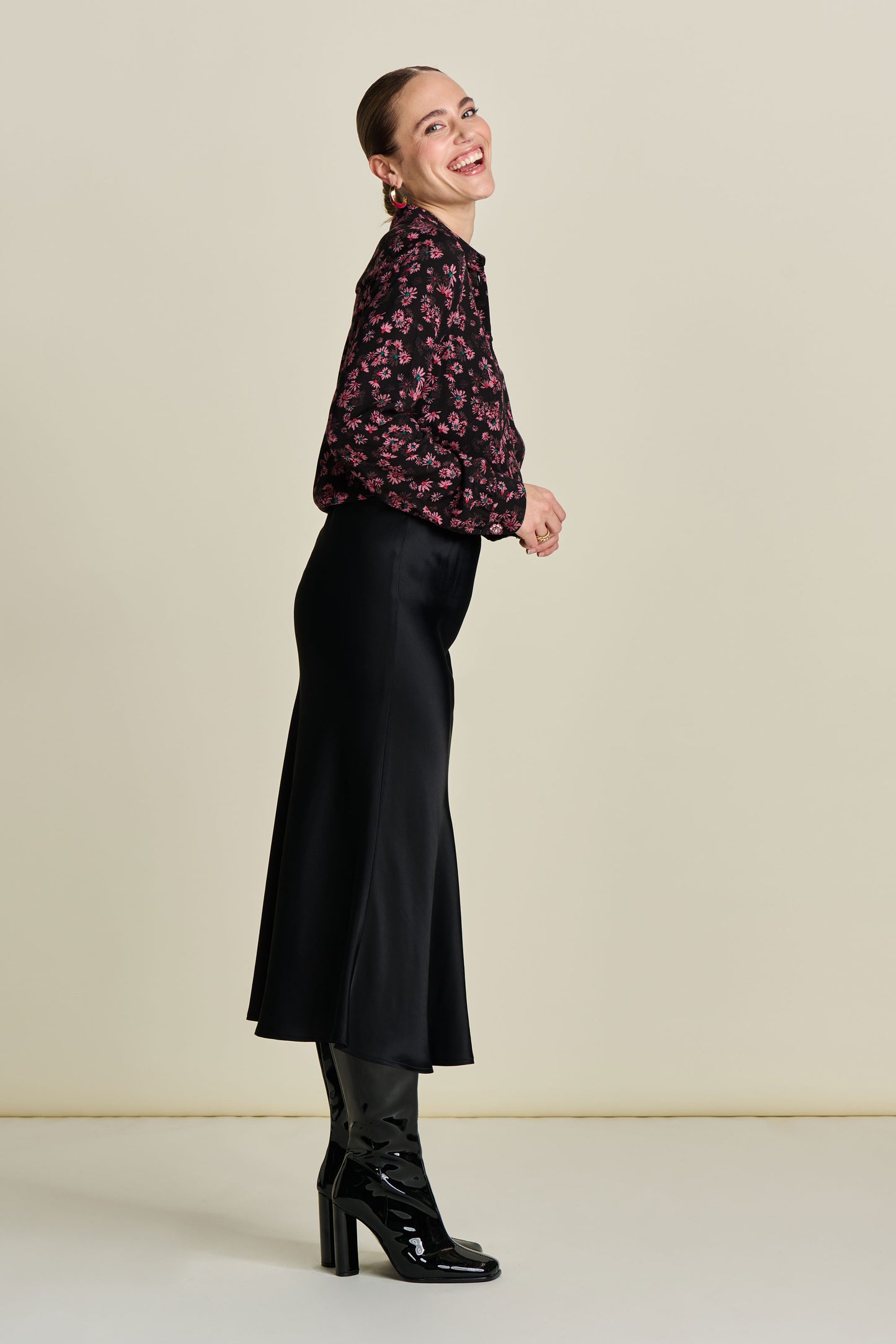 POM Black Satin Skirt