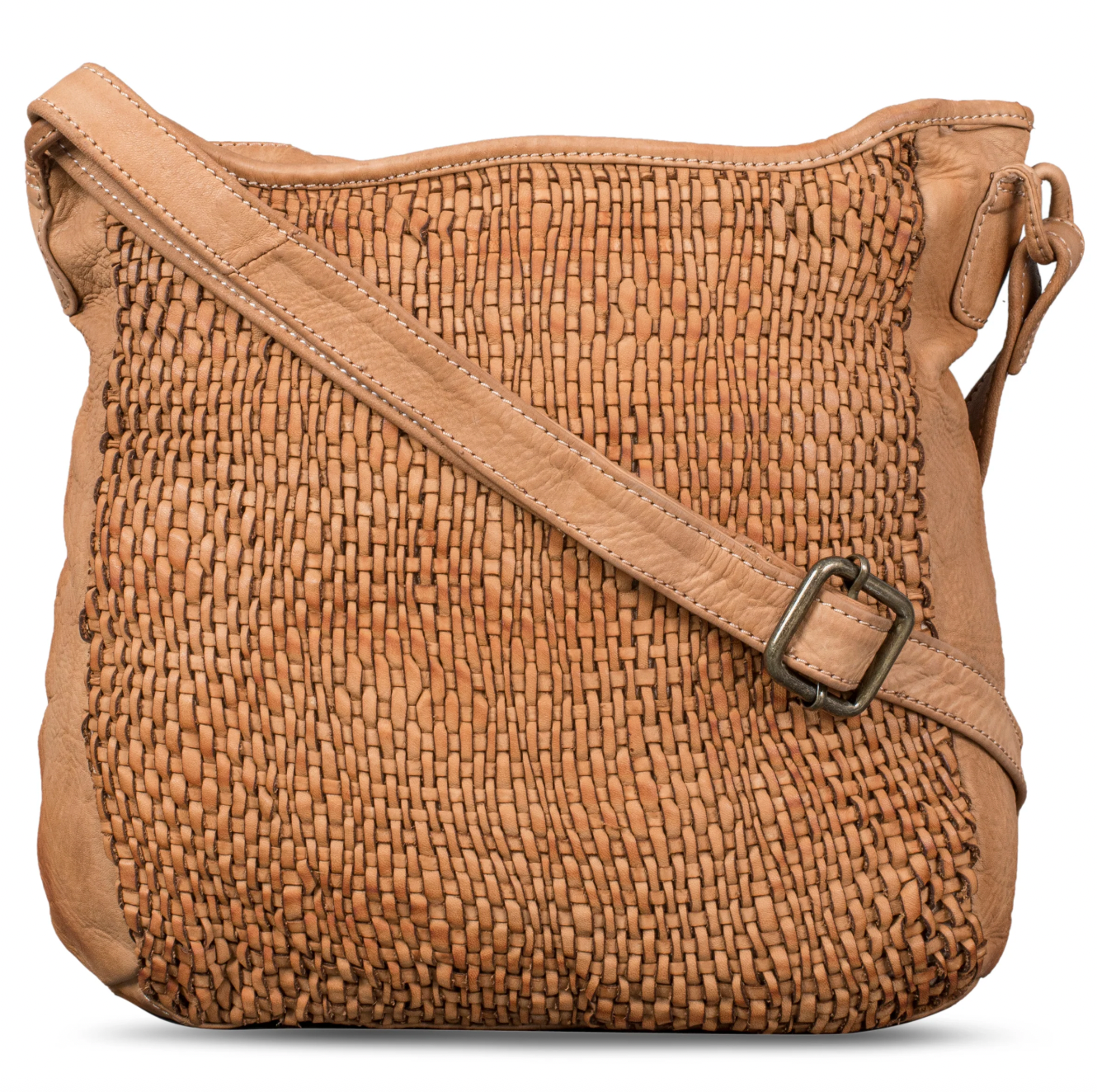 Petra Washed Genuine Leather Handwoven Handbag