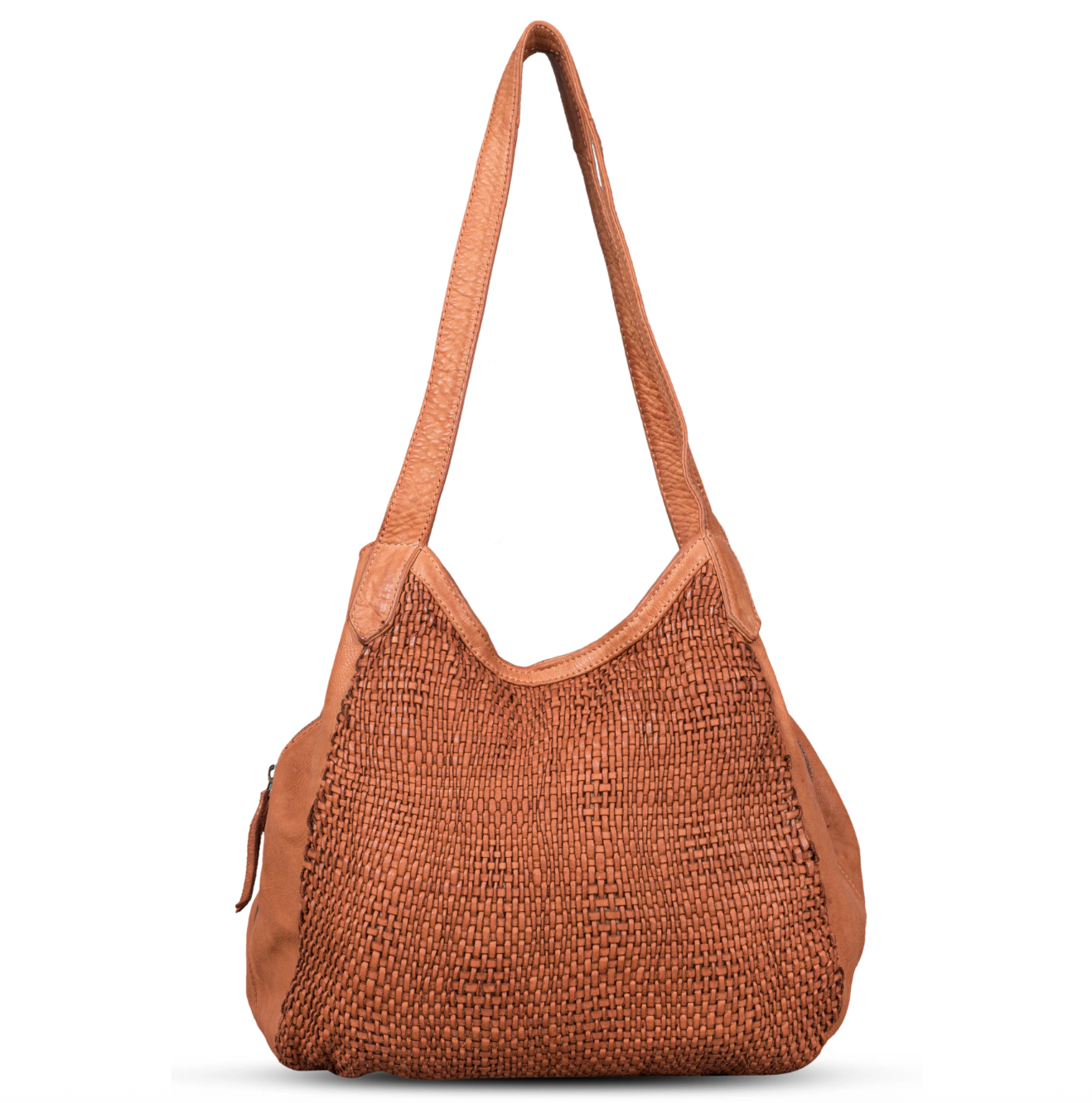Mani Washed Leather Handwoven Handbag