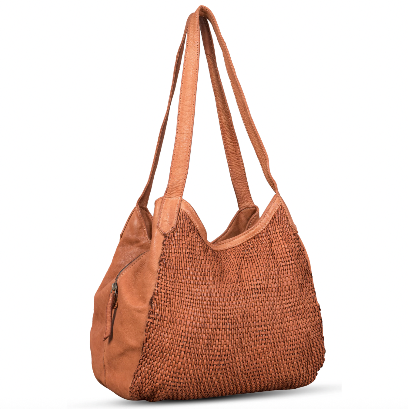 Mani Washed Leather Handwoven Handbag