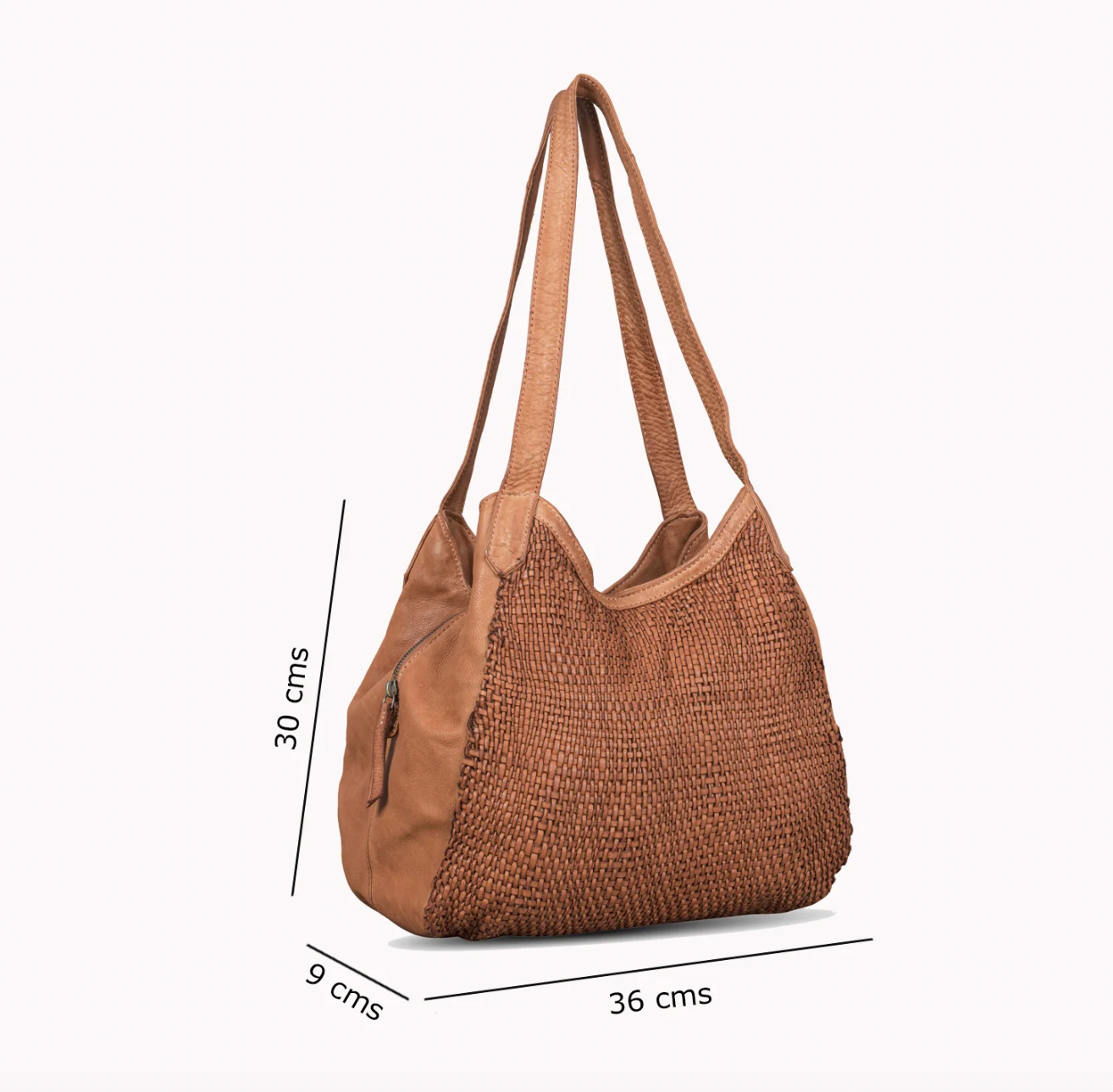 Mani Washed Leather Handwoven Handbag