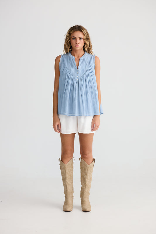 Talisman Sprite Sleeveless Top Chambray Blue