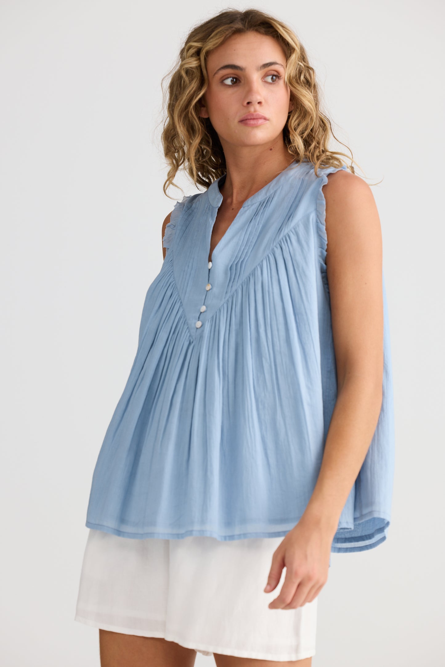 Talisman Sprite Sleeveless Top Chambray Blue