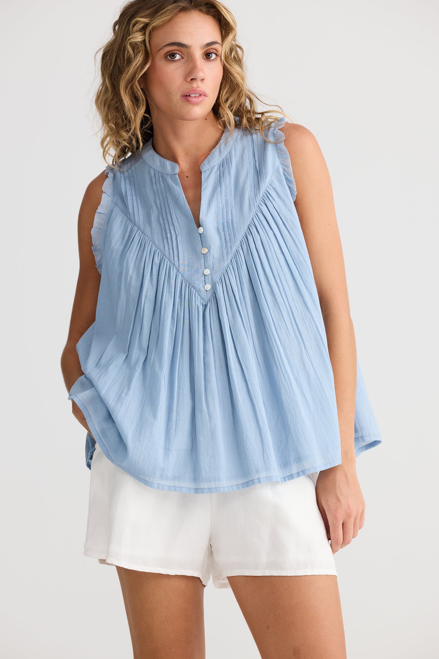 Talisman Sprite Sleeveless Top Chambray Blue