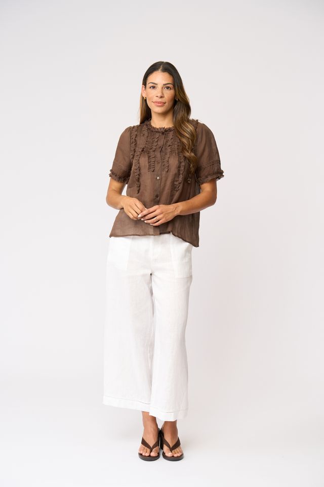 Foil Frill Of It Blouse Cocoa