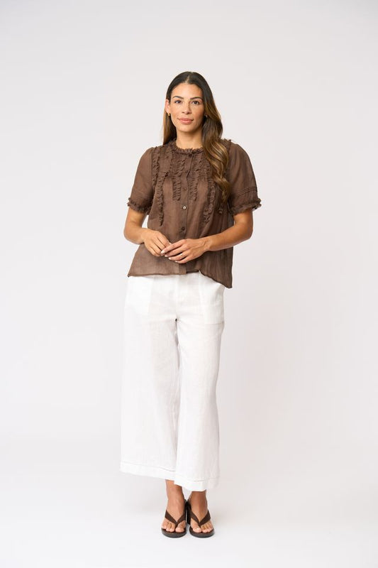 Foil Frill Of It Blouse Cocoa