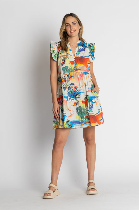 Lula Life Alba Ruffle Dress Print