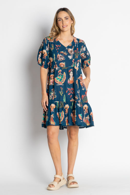 Lula Life Arriba Dress Navy