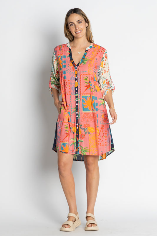 Lula Life Carina Button Dress Multi