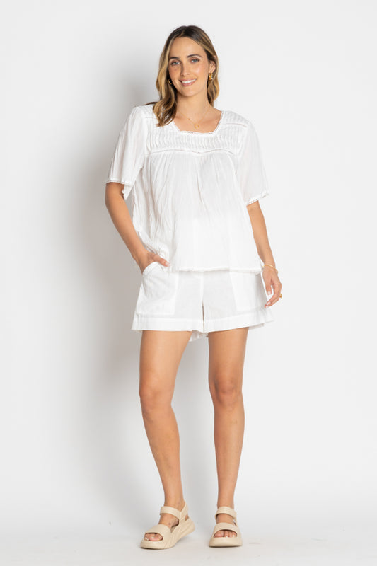 Lula Life Celeste Cropped Top White