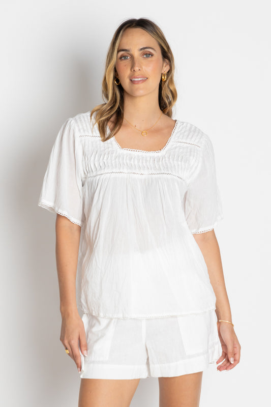 Lula Life Celeste Cropped Top White
