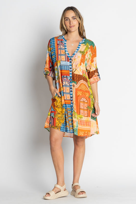 Lula Life Lanthea Button Dress Multi
