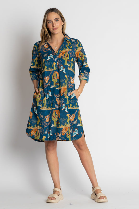 Lula Life Prairie Shirtdress Navy