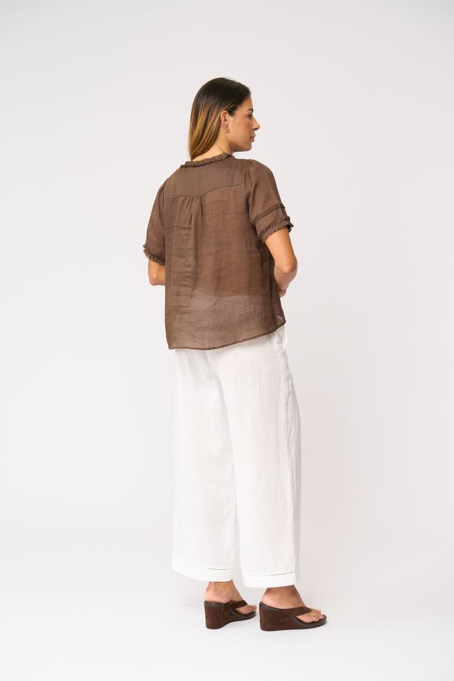 Foil Frill Of It Blouse Cocoa