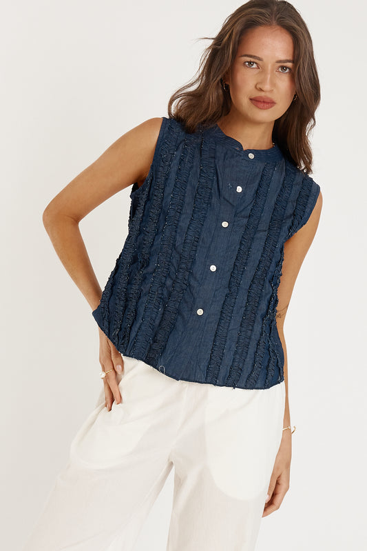 Rubyyaya Camargue Denim Top Denim