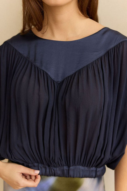 Lauren Vidal Leonie Navy Top