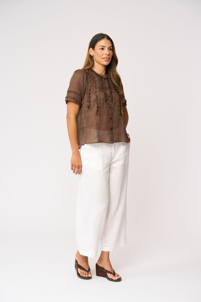 Foil Frill Of It Blouse Cocoa