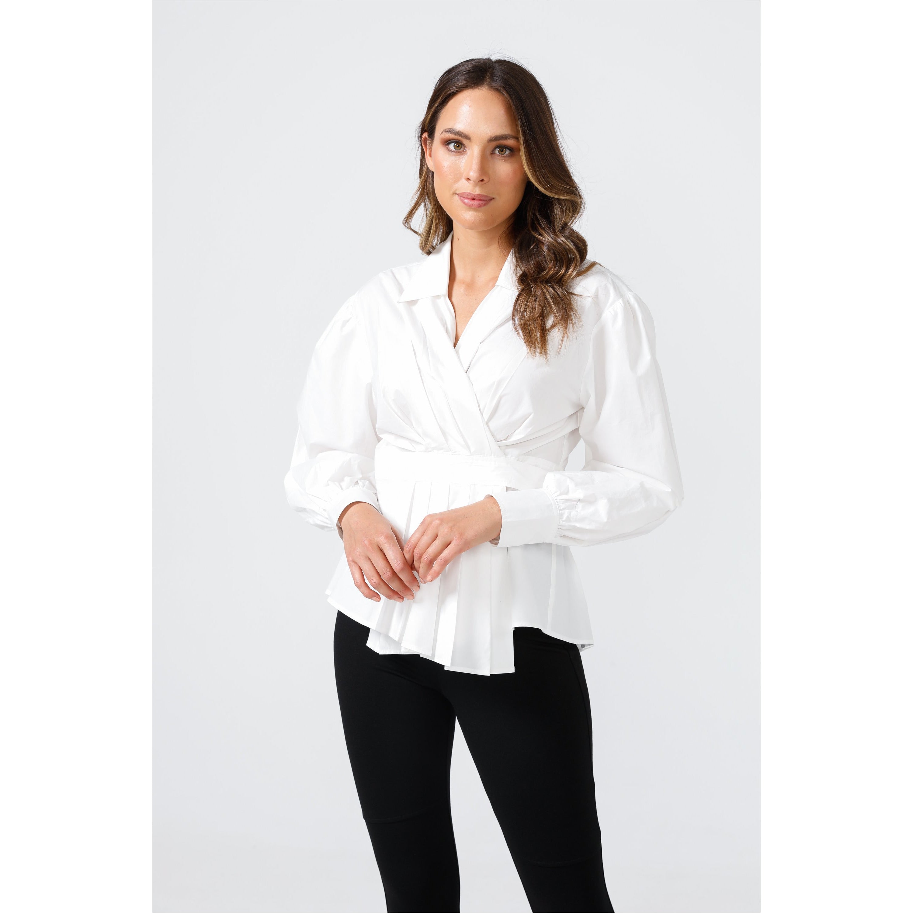 Brave and True The Mistress Wrap Shirt White