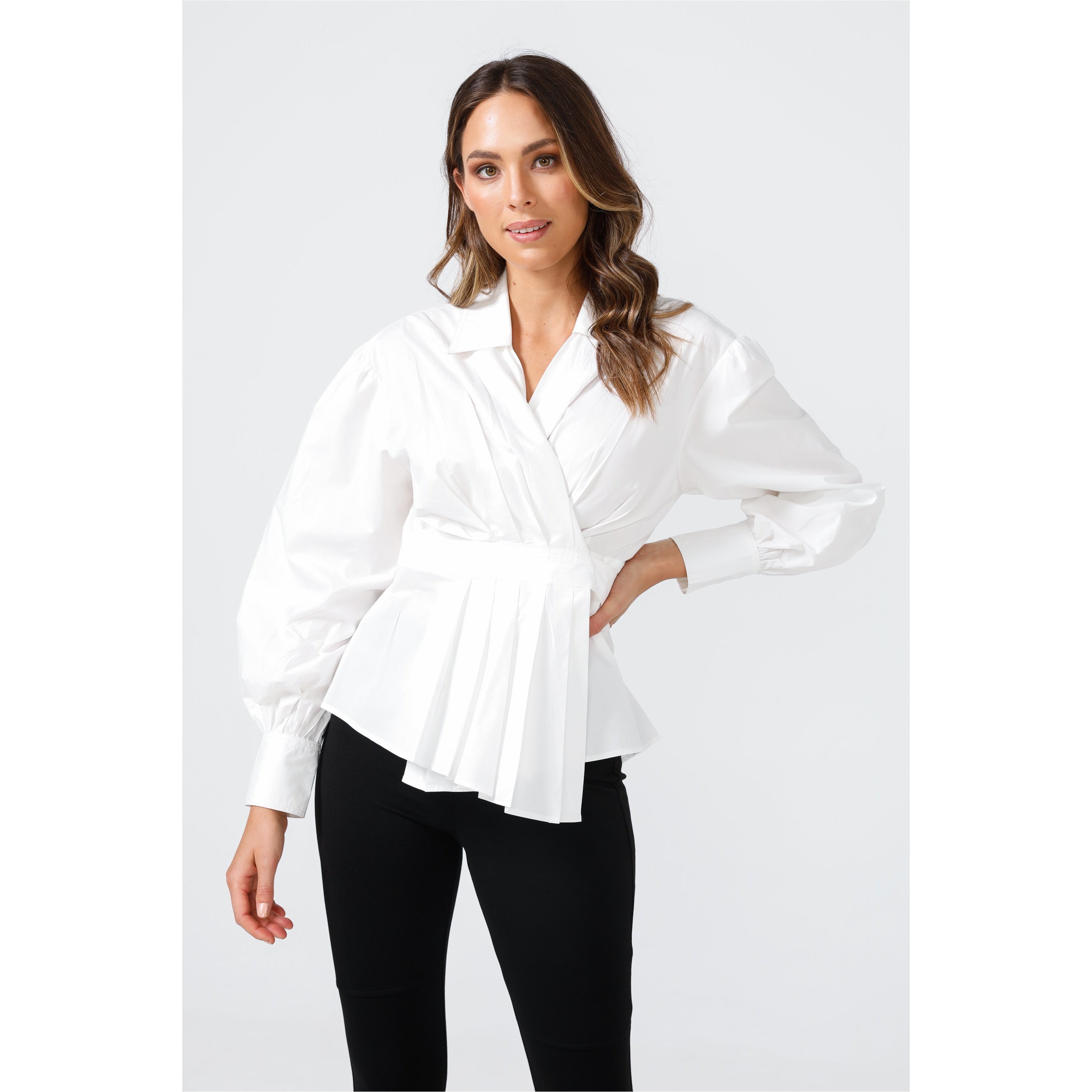Brave and True The Mistress Wrap Shirt White
